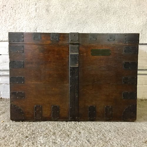 19th century metal bound oak silver chest - CATEGORY: ANTIQUE CHESTS - DATED 19TH CENTURY