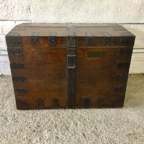 19TH CENTURY METAL BOUND OAK SILVER CHEST - ADDITIONAL PHOTO 1