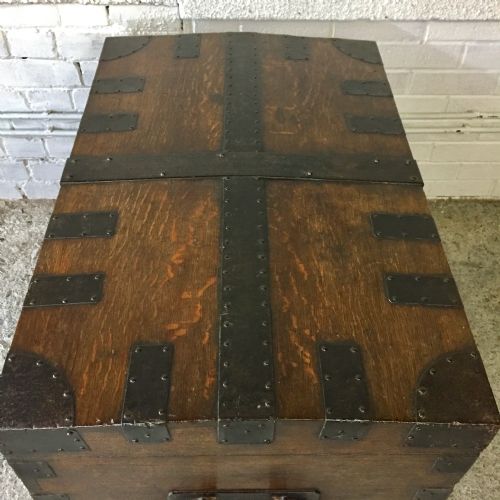 19TH CENTURY METAL BOUND OAK SILVER CHEST - ADDITIONAL PHOTO 2