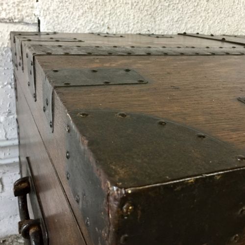 19TH CENTURY METAL BOUND OAK SILVER CHEST - ADDITIONAL PHOTO 4