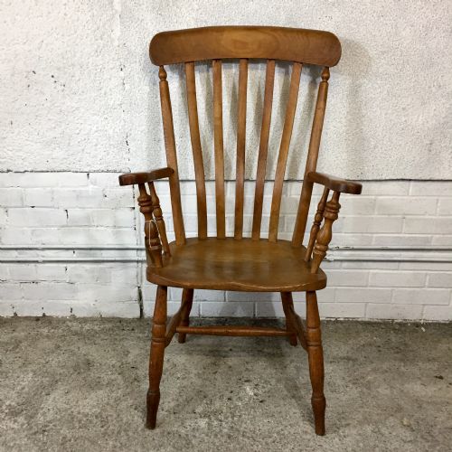 victorian elm and beech slat back carver chair - CATEGORY: ANTIQUE CHAIRS - DATED VICTORIAN