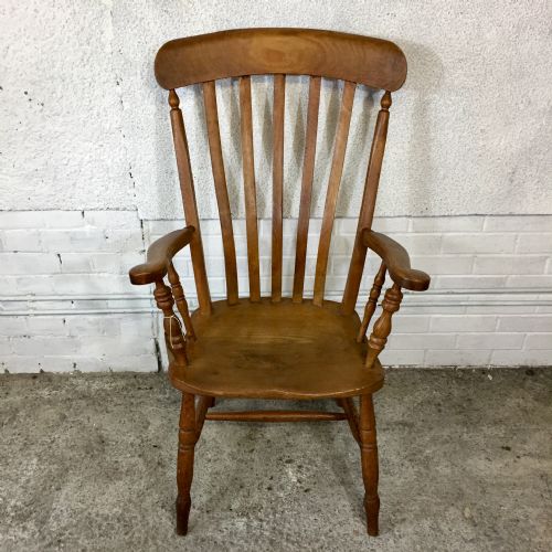 VICTORIAN ELM AND BEECH SLAT BACK CARVER CHAIR - ADDITIONAL PHOTO 1