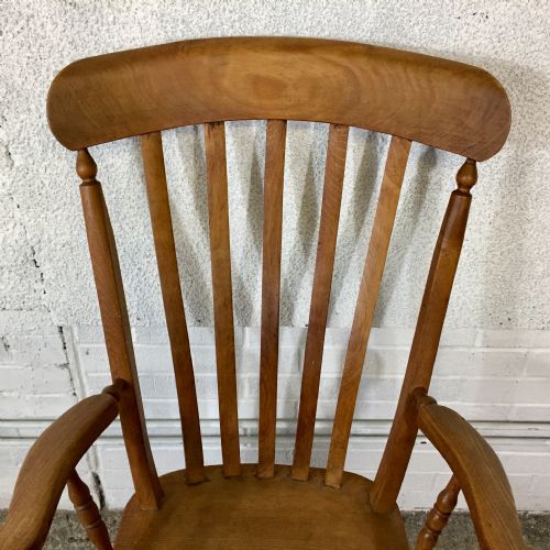 VICTORIAN ELM AND BEECH SLAT BACK CARVER CHAIR - ADDITIONAL PHOTO 2
