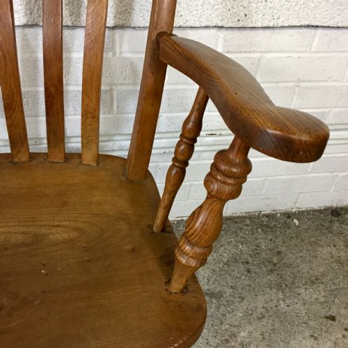 VICTORIAN ELM AND BEECH SLAT BACK CARVER CHAIR - ADDITIONAL PHOTO 3