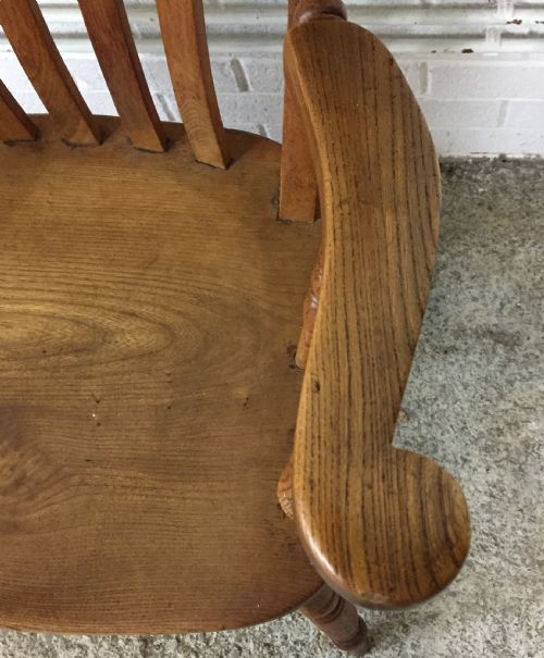 VICTORIAN ELM AND BEECH SLAT BACK CARVER CHAIR - ADDITIONAL PHOTO 4