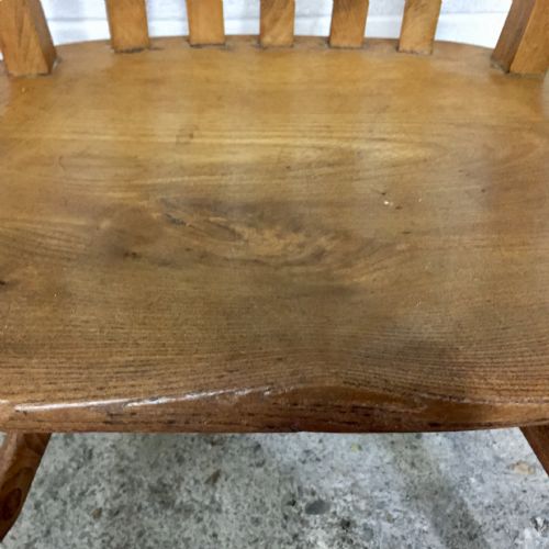 VICTORIAN ELM AND BEECH SLAT BACK CARVER CHAIR - ADDITIONAL PHOTO 6
