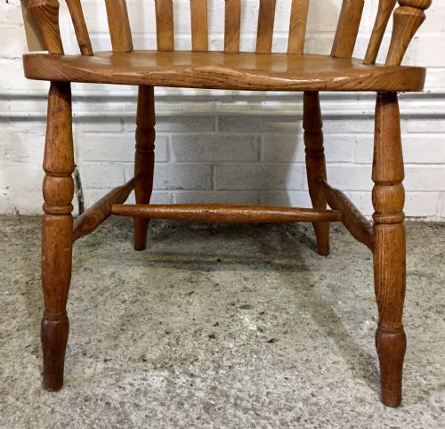 VICTORIAN ELM AND BEECH SLAT BACK CARVER CHAIR - ADDITIONAL PHOTO 7