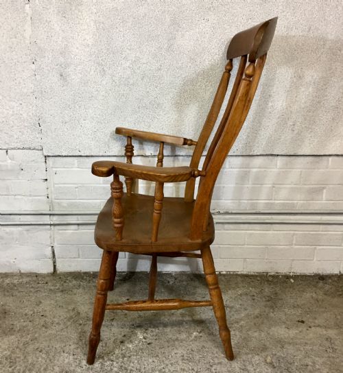 VICTORIAN ELM AND BEECH SLAT BACK CARVER CHAIR - ADDITIONAL PHOTO 9