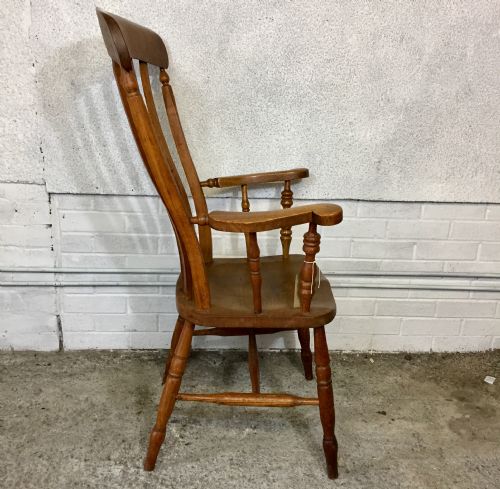 VICTORIAN ELM AND BEECH SLAT BACK CARVER CHAIR - ADDITIONAL PHOTO 10