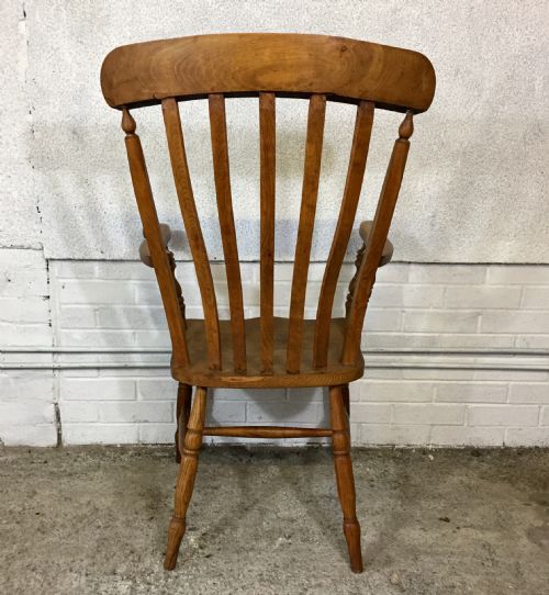 VICTORIAN ELM AND BEECH SLAT BACK CARVER CHAIR - ADDITIONAL PHOTO 11