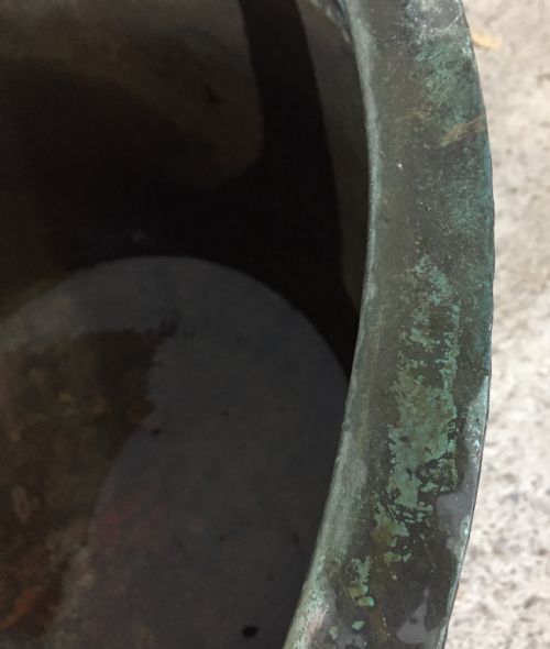 19TH CENTURY NATURALLY VERDIGRISED COPPER JARDINIERE - ADDITIONAL PHOTO 2