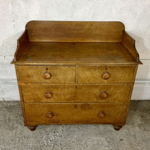 VICTORIAN PINE CHEST OF DRAWERS WITH GALLERY BACK - ADDITIONAL PHOTO 1
