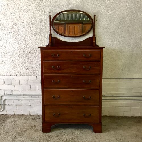 edwardian mahogany dressing chest with 5 long graduated drawers - CATEGORY: ANTIQUE DRESSING TABLES - DATED EDWARDIAN