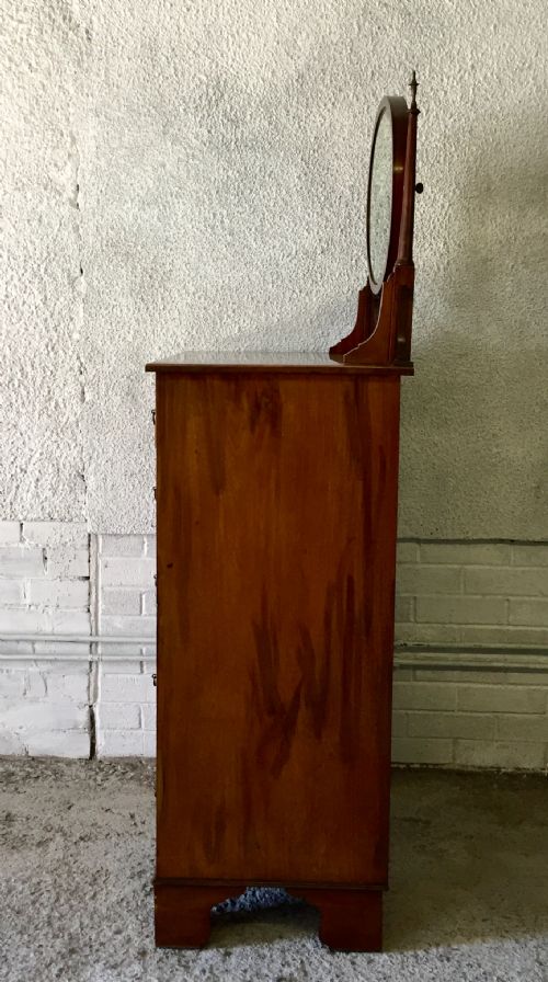 EDWARDIAN MAHOGANY DRESSING CHEST WITH 5 LONG GRADUATED DRAWERS - ADDITIONAL PHOTO 9