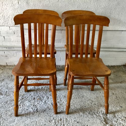 set of 4 elm and beech kitchen chairs - CATEGORY: ANTIQUE CHAIRS - DATED 1900