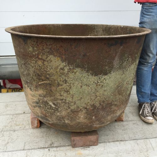 CIRCA 1900 CAST IRON BOILER PLANTER - ADDITIONAL PHOTO 1