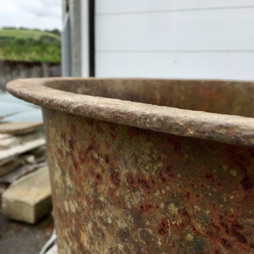 CIRCA 1900 CAST IRON BOILER PLANTER - ADDITIONAL PHOTO 3