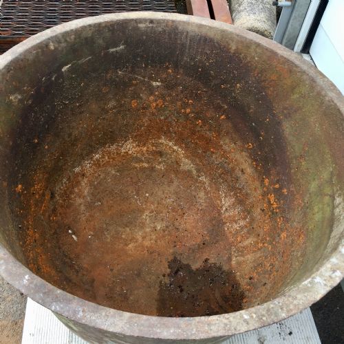 CIRCA 1900 CAST IRON BOILER PLANTER - ADDITIONAL PHOTO 4