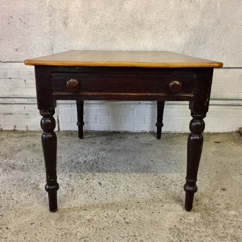 victorian pine table with original paint base - CATEGORY: ANTIQUE TABLES - DATED VICTORIAN