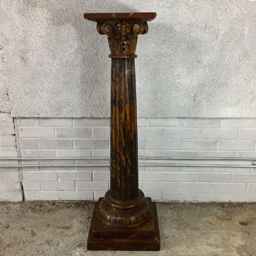 victorian marbleized pine plinth - CATEGORY: ANTIQUE MISCELLANEOUS - DATED VICTORIAN