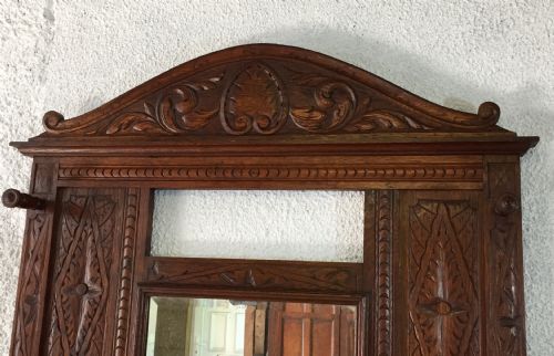 ENGLISH CARVED OAK HALL STAND - ADDITIONAL PHOTO 1