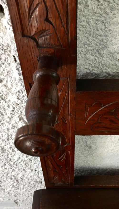 ENGLISH CARVED OAK HALL STAND - ADDITIONAL PHOTO 3