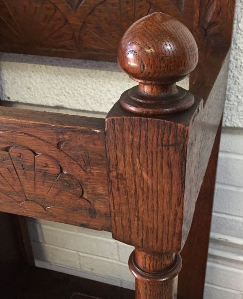 ENGLISH CARVED OAK HALL STAND - ADDITIONAL PHOTO 8