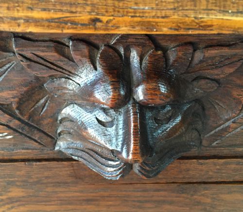 ENGLISH CARVED OAK HALL STAND - ADDITIONAL PHOTO 9