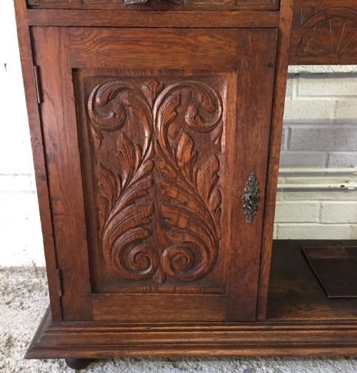 ENGLISH CARVED OAK HALL STAND - ADDITIONAL PHOTO 10