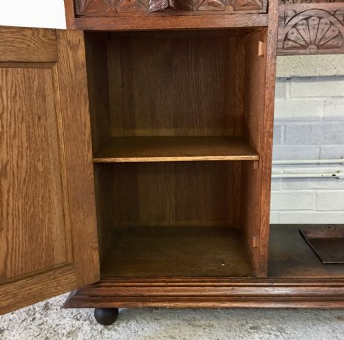ENGLISH CARVED OAK HALL STAND - ADDITIONAL PHOTO 12