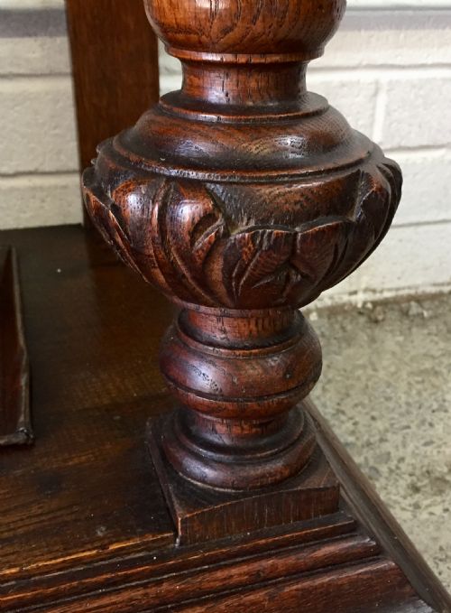 ENGLISH CARVED OAK HALL STAND - ADDITIONAL PHOTO 14