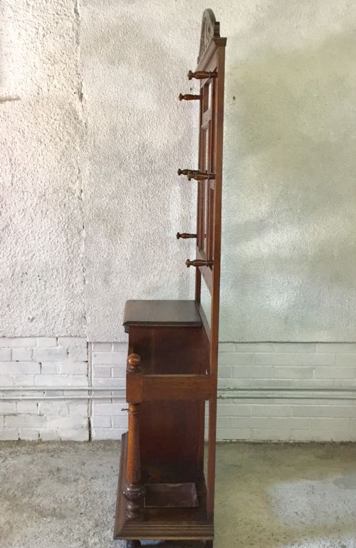 ENGLISH CARVED OAK HALL STAND - ADDITIONAL PHOTO 16