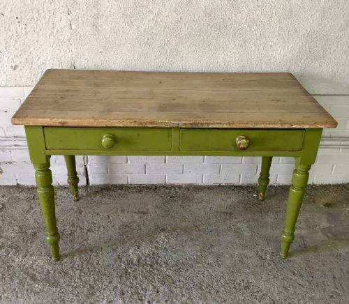 19TH CENTURY ORIGINAL PAINTED PINE SIDE WRITING TABLE - ADDITIONAL PHOTO 1