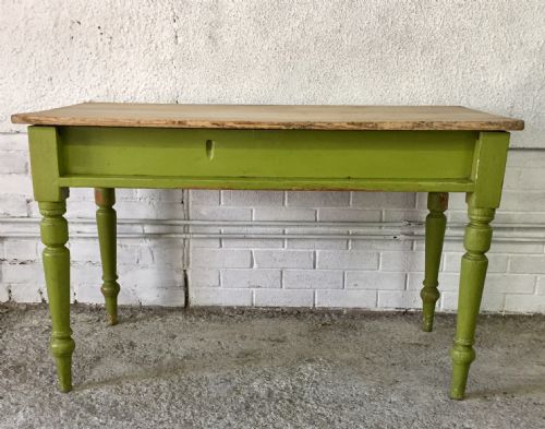 19TH CENTURY ORIGINAL PAINTED PINE SIDE WRITING TABLE - ADDITIONAL PHOTO 11