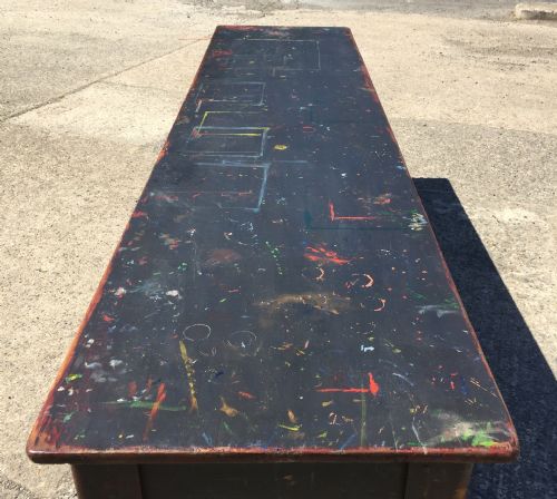 CIRCA 1900 PINE TABLE WITH LATER PAINT - ADDITIONAL PHOTO 2