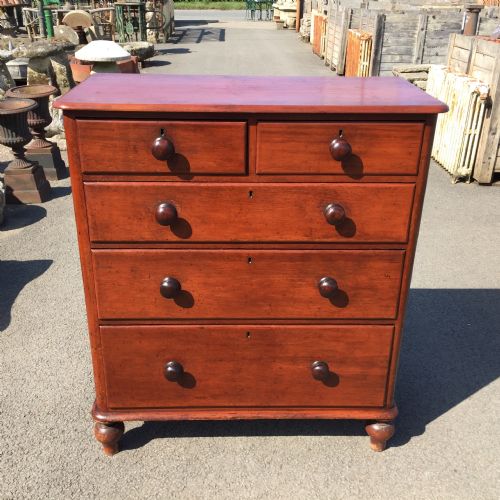 VICTORIAN PINE CHEST OF DRAWERS WITH ORIGINAL MAHOGANY STAIN - ADDITIONAL PHOTO 1