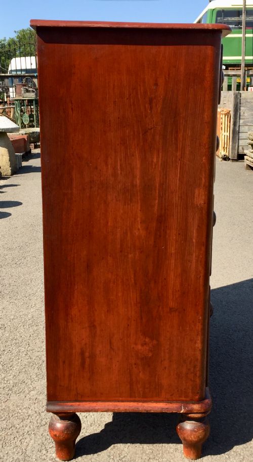 VICTORIAN PINE CHEST OF DRAWERS WITH ORIGINAL MAHOGANY STAIN - ADDITIONAL PHOTO 9
