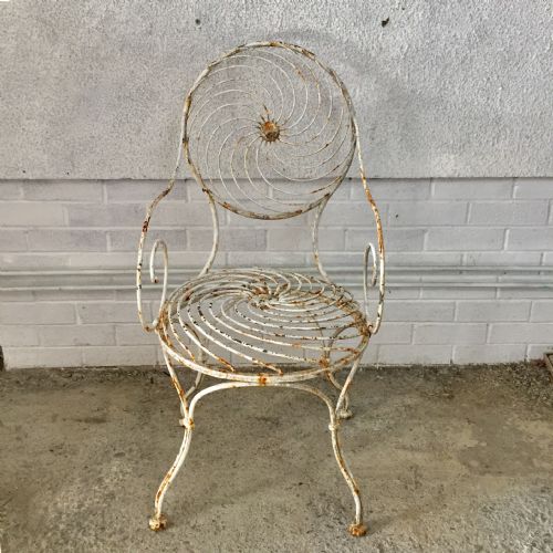 iron armchair with sprung seat and back - CATEGORY: ANTIQUE MISCELLANEOUS - DATED 1930