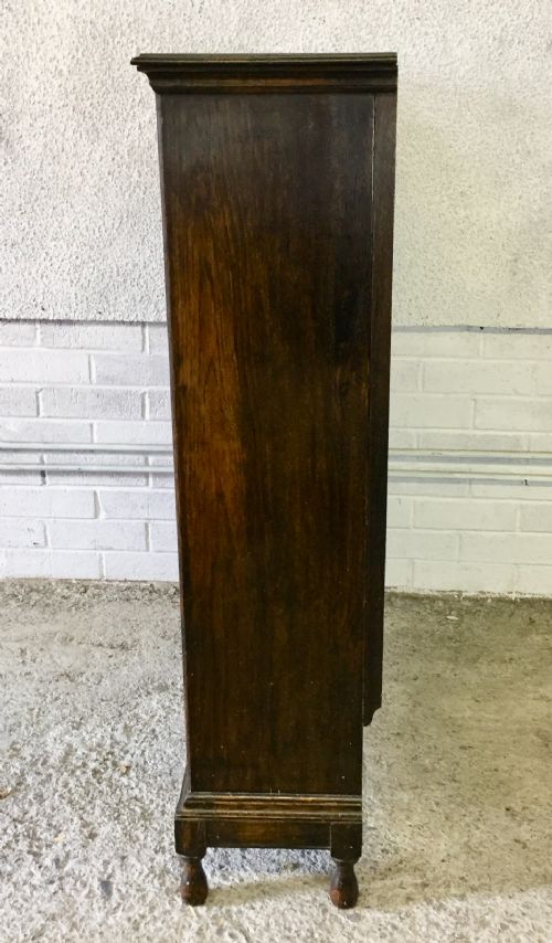 EDWARDIAN OAK BOOKCASE ON TURNED FEET - ADDITIONAL PHOTO 6