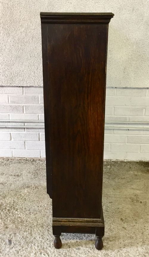 EDWARDIAN OAK BOOKCASE ON TURNED FEET - ADDITIONAL PHOTO 7