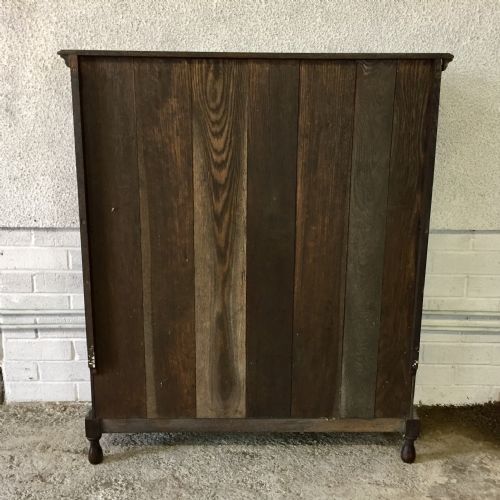 EDWARDIAN OAK BOOKCASE ON TURNED FEET - ADDITIONAL PHOTO 8