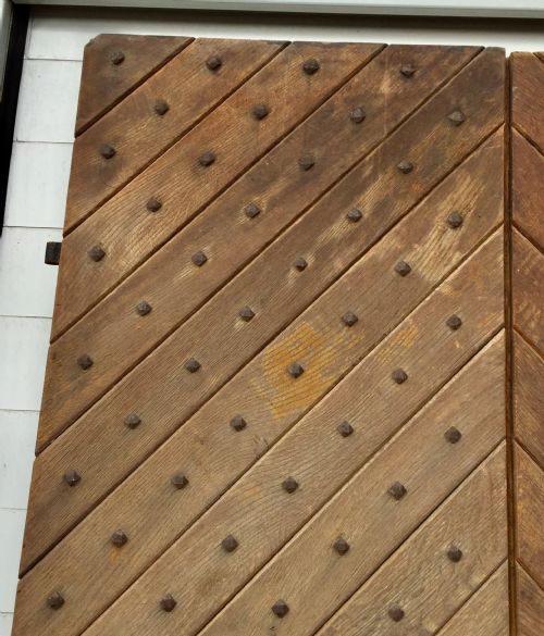 PAIR OF 19TH CENTURY OAK STUDDED EXTERNAL DOORS - ADDITIONAL PHOTO 1