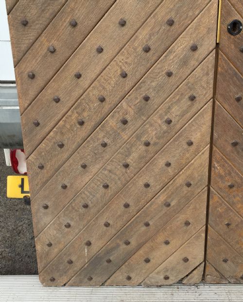 PAIR OF 19TH CENTURY OAK STUDDED EXTERNAL DOORS - ADDITIONAL PHOTO 3