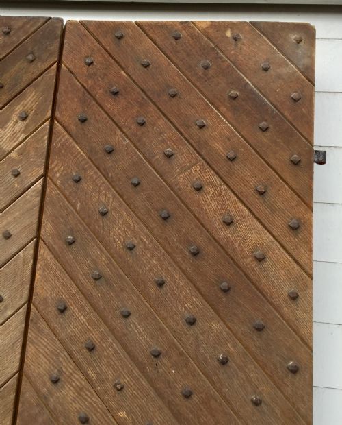 PAIR OF 19TH CENTURY OAK STUDDED EXTERNAL DOORS - ADDITIONAL PHOTO 4