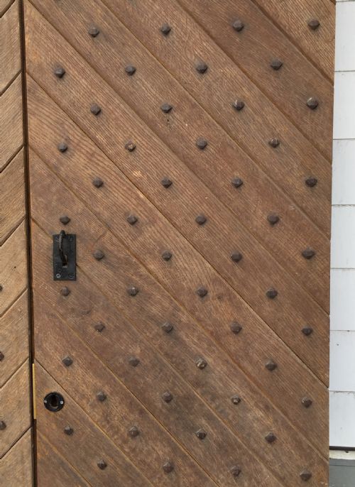 PAIR OF 19TH CENTURY OAK STUDDED EXTERNAL DOORS - ADDITIONAL PHOTO 5