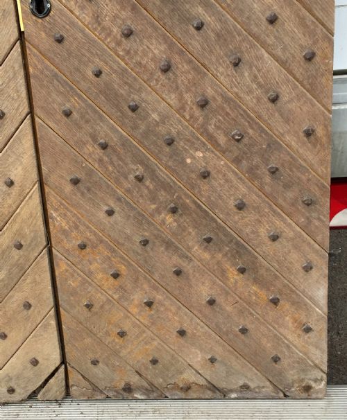 PAIR OF 19TH CENTURY OAK STUDDED EXTERNAL DOORS - ADDITIONAL PHOTO 6