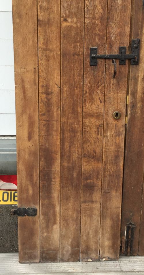 PAIR OF 19TH CENTURY OAK STUDDED EXTERNAL DOORS - ADDITIONAL PHOTO 12