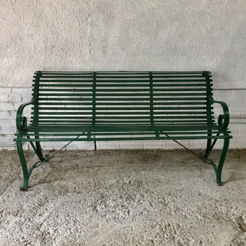 19th century wrought iron strap metal bench - CATEGORY: ANTIQUE FURNITURE - DATED 19TH CENTURY
