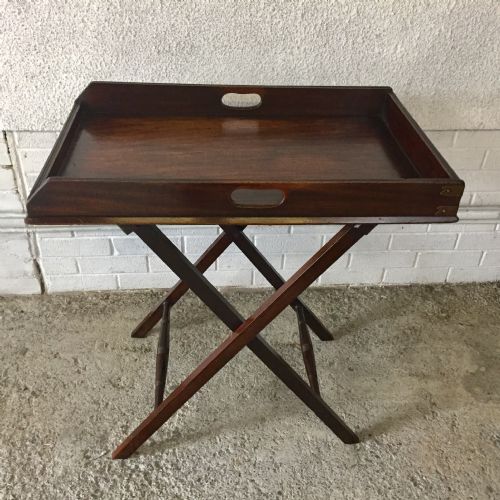 victorian mahogany butler's tray on original stand - CATEGORY: ANTIQUE MISCELLANEOUS - DATED VICTORIAN