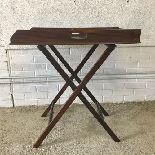 VICTORIAN MAHOGANY BUTLER'S TRAY ON ORIGINAL STAND - ADDITIONAL PHOTO 1